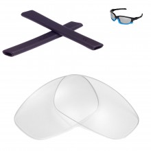 Walleva Clear Non-Polarized Replacement Lenses + Black Rubber for Oakley Split Jacket (OO9099 Series) Sunglasses 